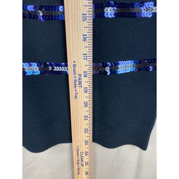 Womens Tory Burch Sequins Stripe Short Sleeve Sweater size Large Wool Blend - Picture 7 of 9